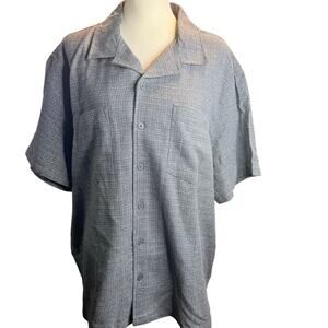 RSQ Textured 100% Cotton Button Up Camp Shirt, Gray Crosshatch, Men's XXL, NWT